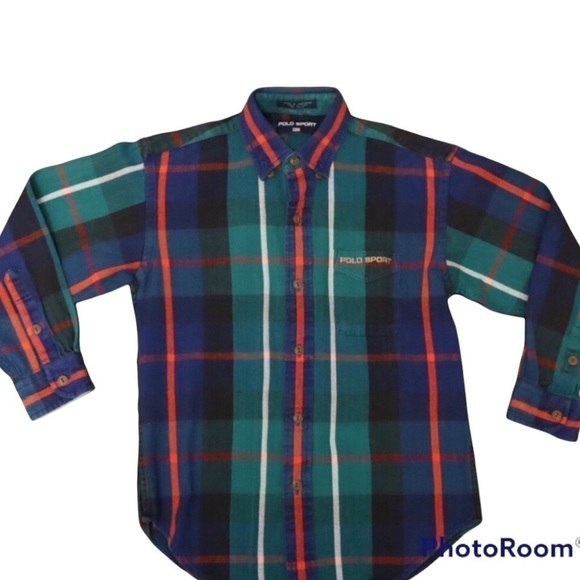 Ralph Lauren Polo Sport Vintage 90s Plaid Button Down Shirt Sz M - Picture 1 of 10